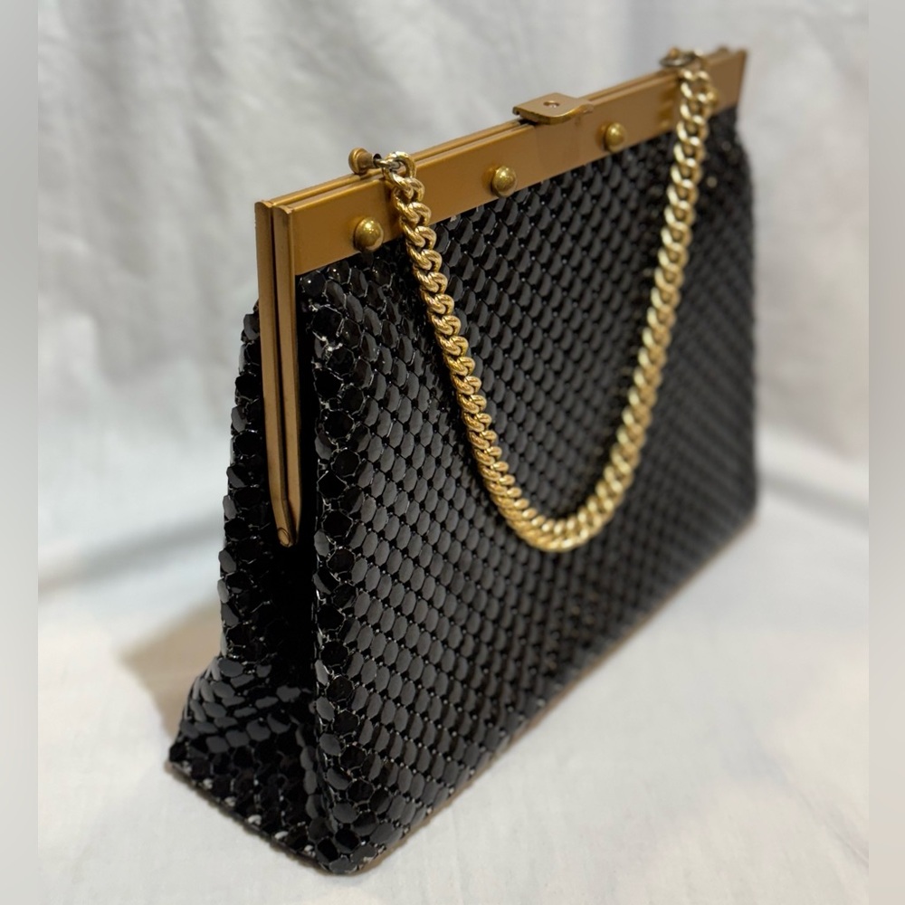 Black Mesh Chain Mail Frame Bag | Whiting & Davis | Vintage